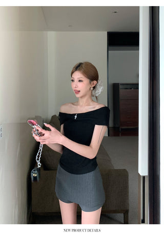 Off-Shoulder Blue Top