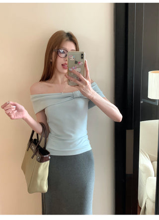 Off-Shoulder Blue Top