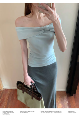 Off-Shoulder Blue Top