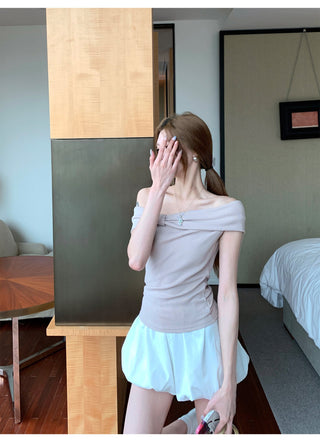 Off-Shoulder Blue Top