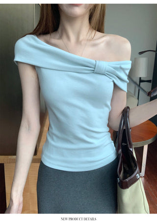 Off-Shoulder Blue Top