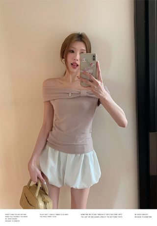 Off-Shoulder Blue Top