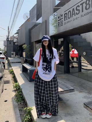Printed Top with Plaid Pants