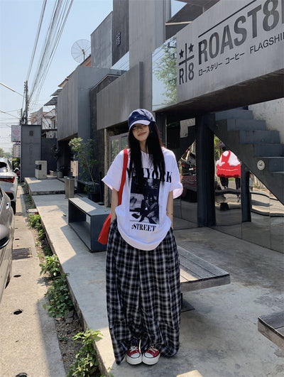 Printed Top with Plaid Pants