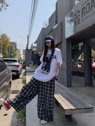 Printed Top with Plaid Pants