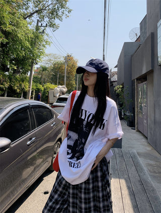 Printed Top with Plaid Pants