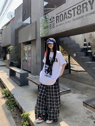 Printed Top with Plaid Pants