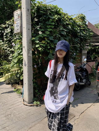 Printed Top with Plaid Pants