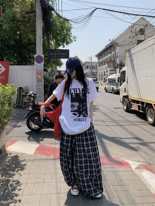 Printed Top with Plaid Pants