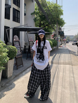 Printed Top with Plaid Pants
