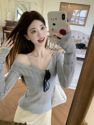 V-Neck Blouse with Skirt