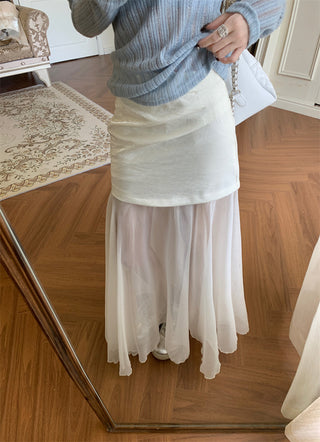 V-Neck Blouse with Skirt