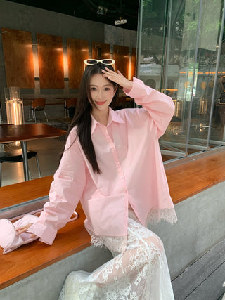 Lace Shirt with White Skirt
