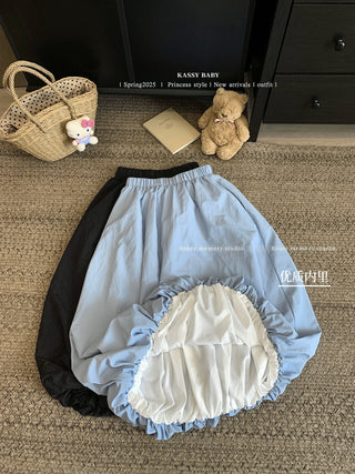Blue Bud Skirt with Black Dress
