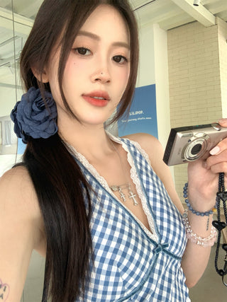Blue Halter Vest with Jeans