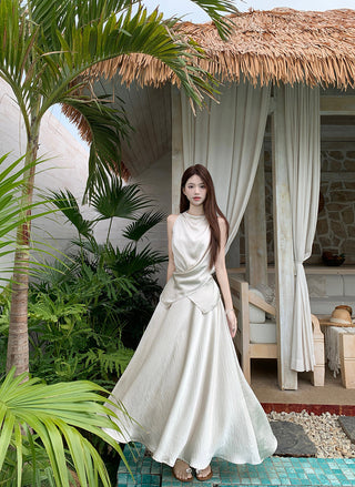 Satin Vest with Long Skirt