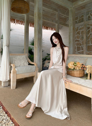 Satin Vest with Long Skirt