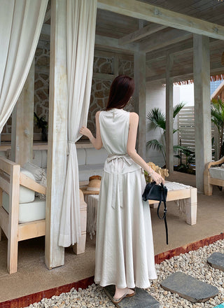 Satin Vest with Long Skirt
