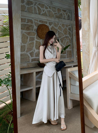 Satin Vest with Long Skirt