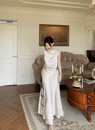 Satin Vest with Long Skirt