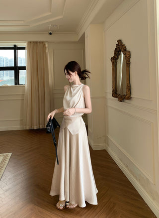Satin Vest with Long Skirt