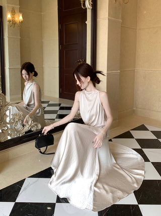 Satin Vest with Long Skirt