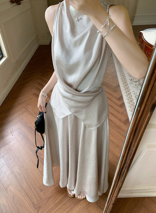 Satin Vest with Long Skirt