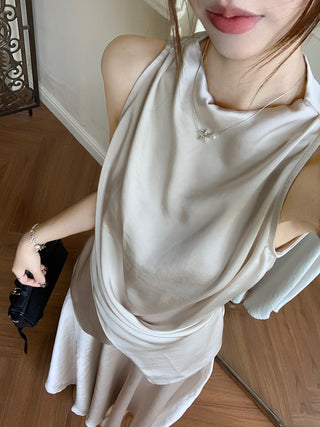Satin Vest with Long Skirt