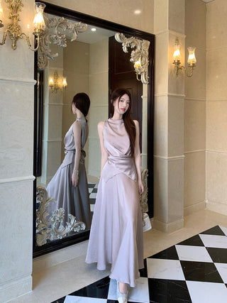 Satin Vest with Long Skirt