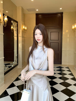 Satin Vest with Long Skirt