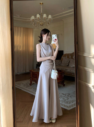 Satin Vest with Long Skirt