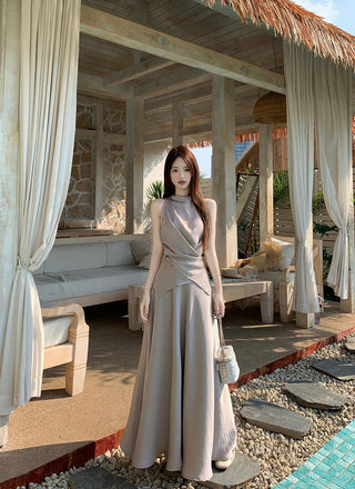 Satin Vest with Long Skirt