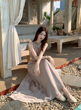 Satin Vest with Long Skirt