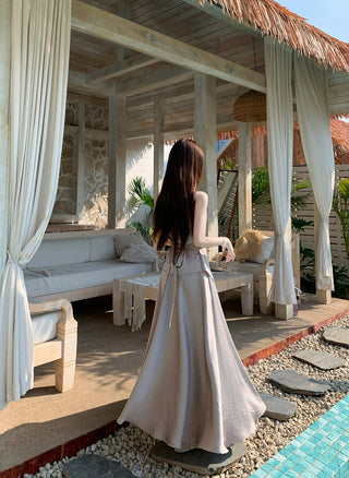 Satin Vest with Long Skirt