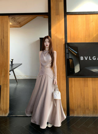 Satin Vest with Long Skirt