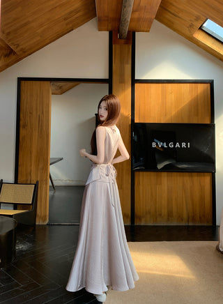 Satin Vest with Long Skirt