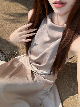 Satin Vest with Long Skirt