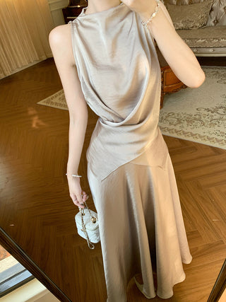 Satin Vest with Long Skirt
