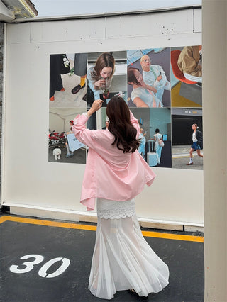 Pink Shirt with Mesh Skirt