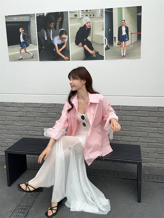 Pink Shirt with Mesh Skirt