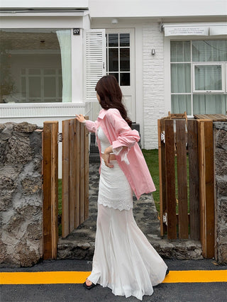 Pink Shirt with Mesh Skirt
