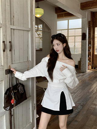 White Off-Shoulder Shirt