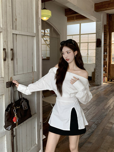 White Off-Shoulder Shirt