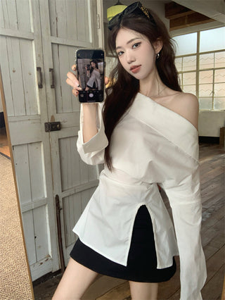 White Off-Shoulder Shirt