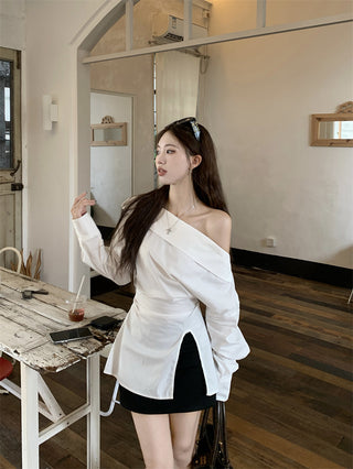 White Off-Shoulder Shirt