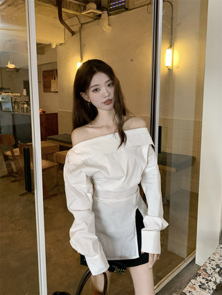 White Off-Shoulder Shirt
