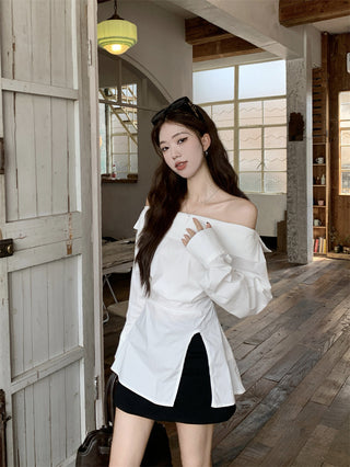 White Off-Shoulder Shirt