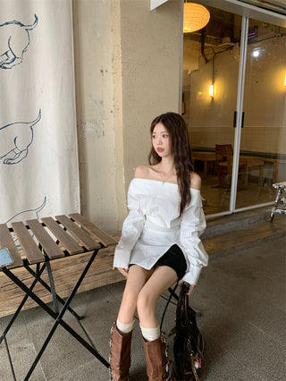White Off-Shoulder Shirt
