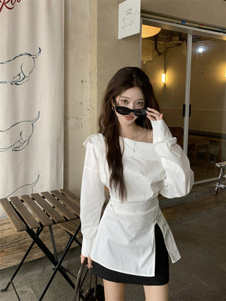 White Off-Shoulder Shirt