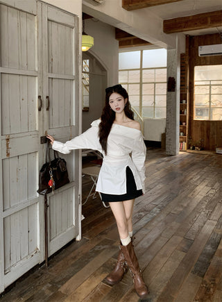 White Off-Shoulder Shirt